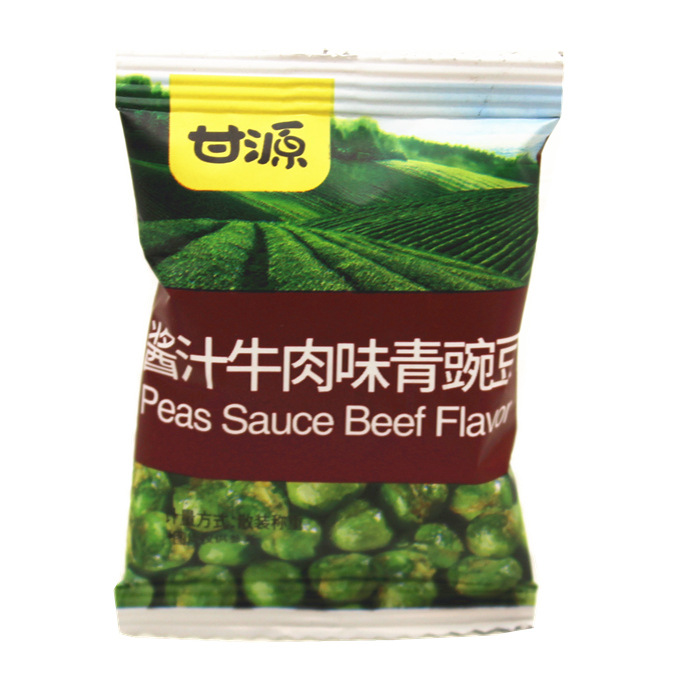 Ganyuan Brand Spicy Flavor Green Pea Original Garlic Aromatized Sauce Beef BBQ Nuts Snack Small Pack Bag Wholesale