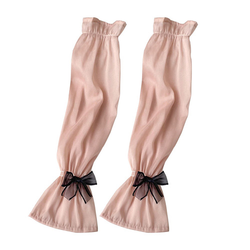 Bow ice silk sun protection sleeves for women in summer, UV protection for driving and riding, loose large size lantern sleeves for arm protection