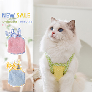 Love relief texture strap cat spring and summer thin clothes puppet blue cat anti-hair clothing pet clothing