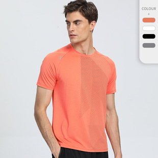 Sports Quick-drying Suit Sweat-absorbent Breathable Running Suit Elastic Fitness Suit Outdoor Hiking Loose Top Short-sleeved Men's T-shirt