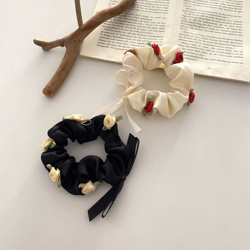 Ins estilo coreano rosa tridimensional romántica intestino grueso francés retro pequeña niña fresca flor anillo para el cabello súper hada accesorios para el cabello