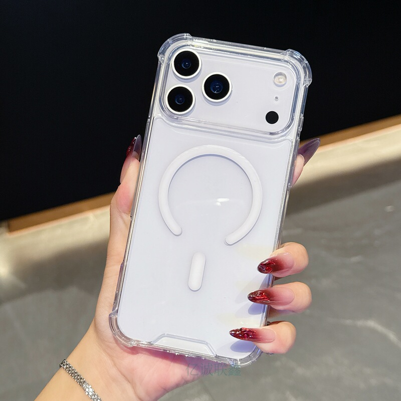 适用苹果17air高透磁吸手机壳iPhone15/16promax四角防摔保护套12|undefined