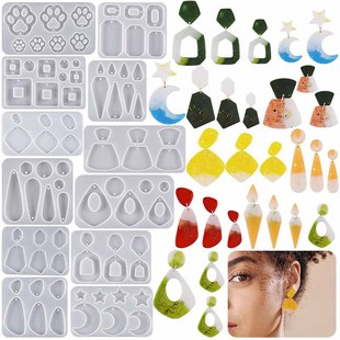 diy Crystal epoxy earrings grinding tool mirror star Moon Cat Claw water drop square pendant jewelry silicone mold