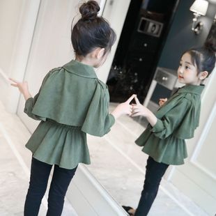 Girls' Coat Spring and Autumn 2024 New Children's Explosions Korean Style Girls' Windbreaker Tight Waist Outer Wear Top