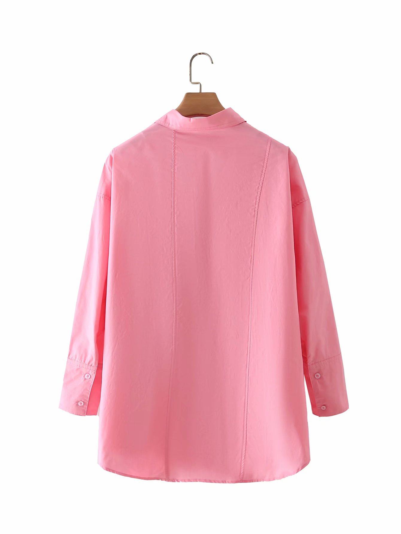 loose casual solid color long sleeve shirt NSAM51968