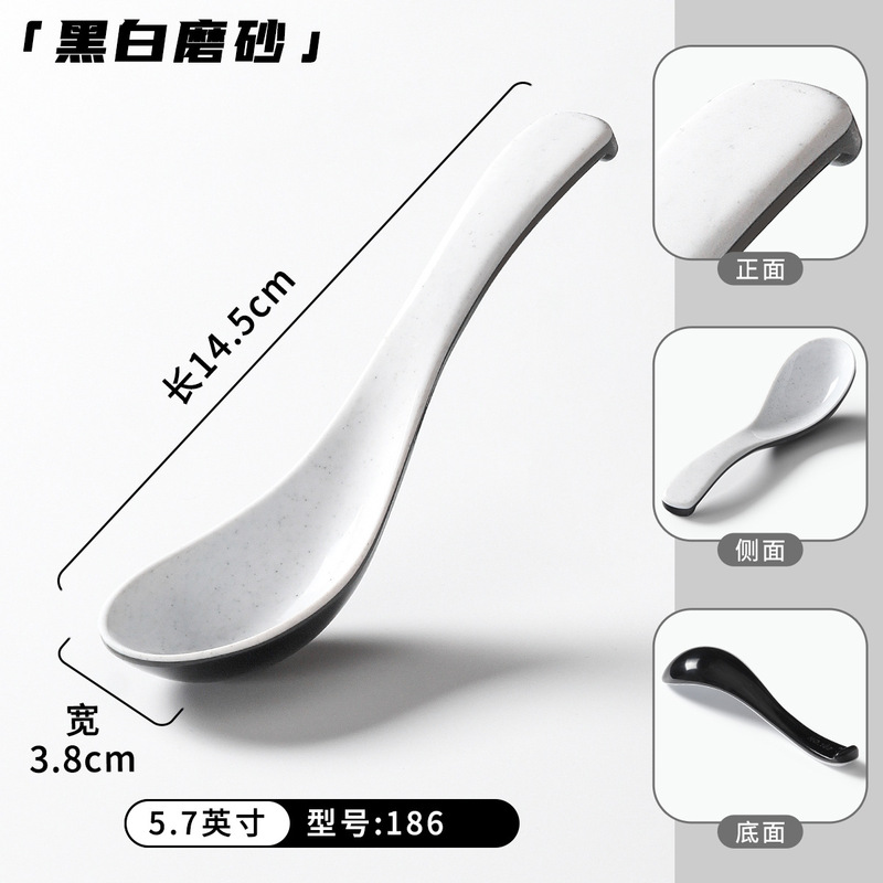 密胺餐具勺子商用餐饮塑料小汤勺仿瓷短柄匙羹调羹汤匙饭店用粥勺|undefined