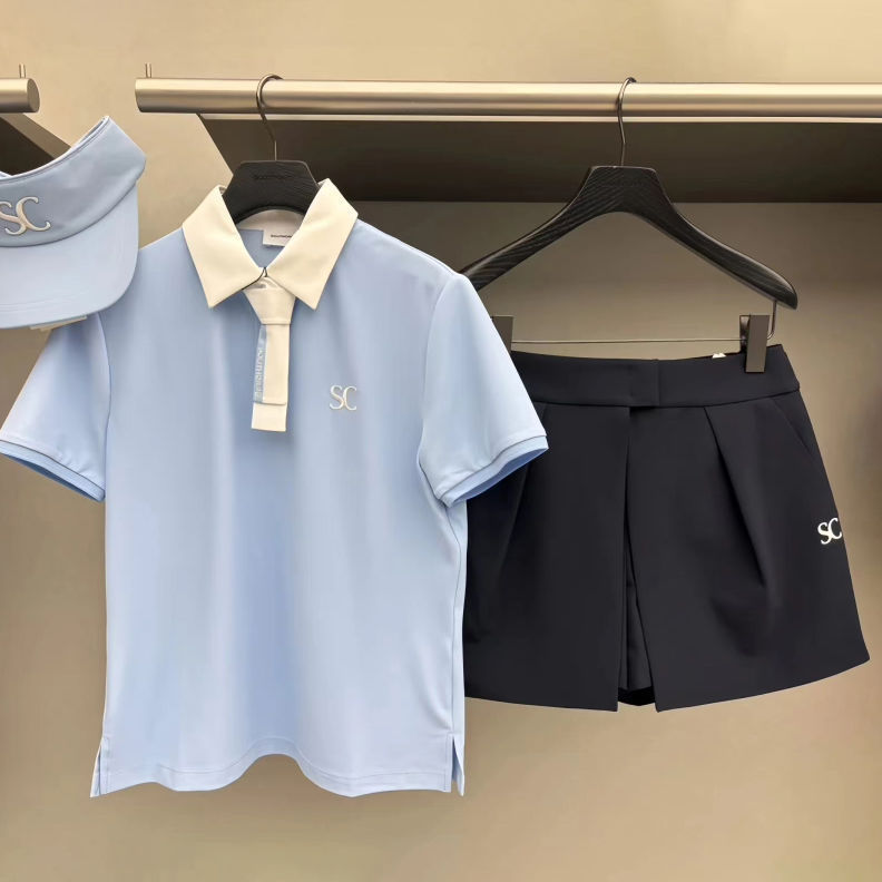 Export Golf Women's Fashionable Double-Layer Slit Shorts Elastic Waist Pleated Skirt Outdoor Anti-Exposure Casual Pants