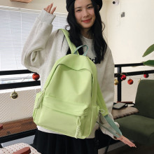 初中生书包女简约校园百搭高颜值休闲背包日系纯色大容量双肩包女