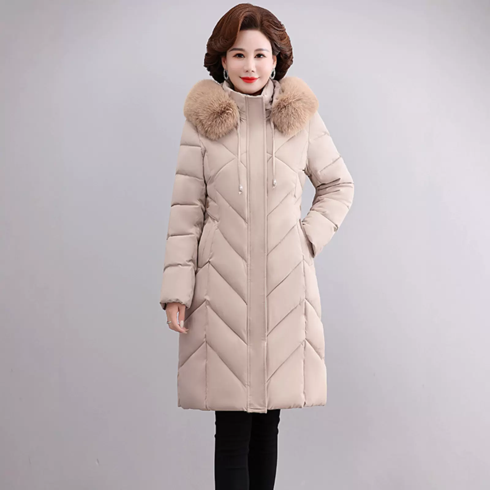 冬装加厚羽绒棉服女中长款妈妈装修身棉衣棉袄中年加大码外套新款