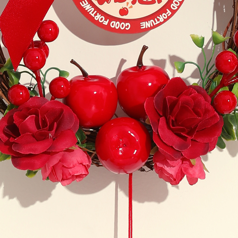 吾家有喜字掛件結婚創意藤編花環掛飾客廳大門裝飾品婚慶布置用品