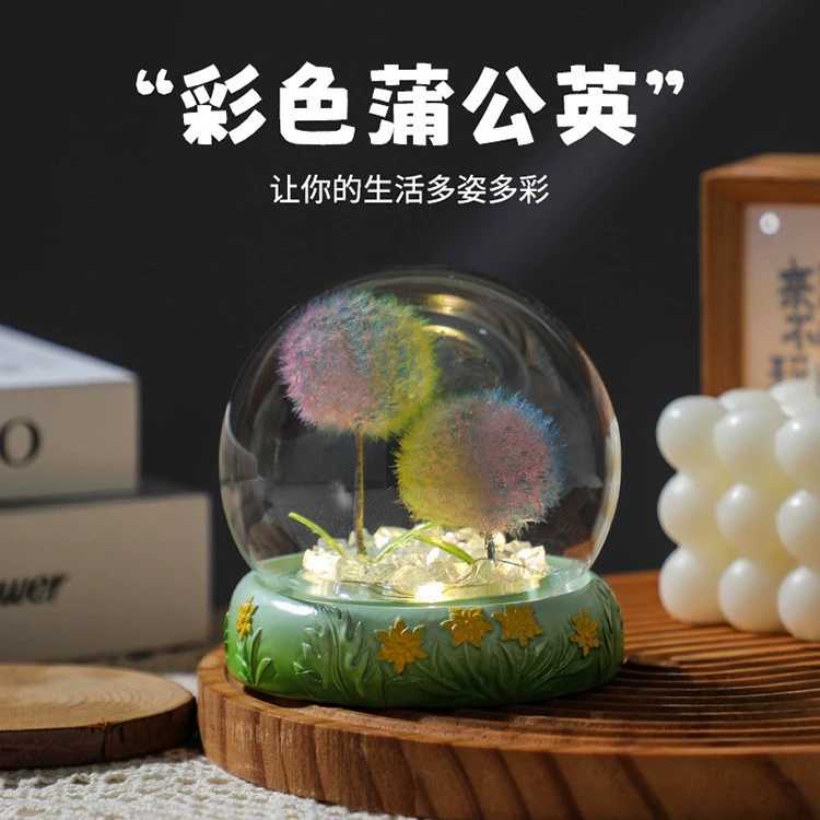 Креативный вечный цветок одуванчика, сушеный цветок, светящийся ночник, украшение для рабочего стола, подарок на день рождения для девочек, лучшие друзья