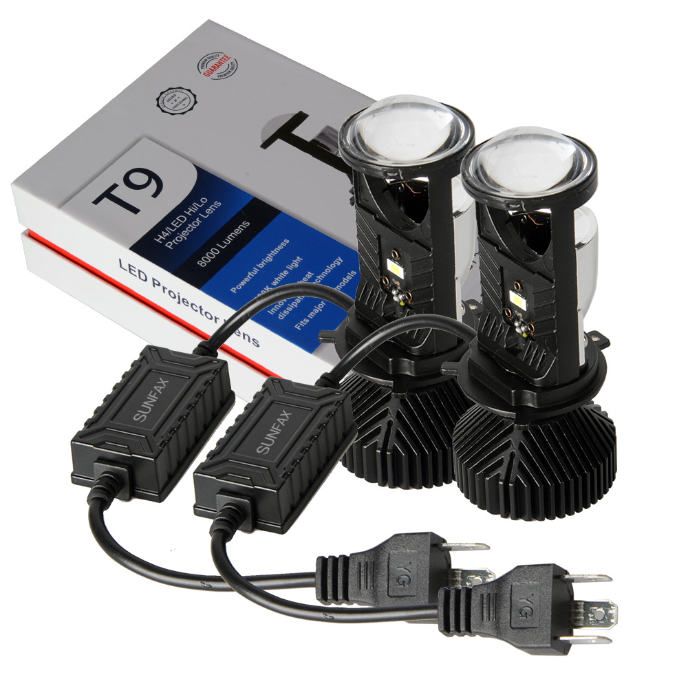 Factory hot sale T9 LED car headlight H4 mini far and near integrated projection lens light 9003 bulb