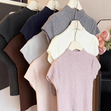 9个颜色 纯欲风修身小飞袖半高领针织衫夏季气质显瘦简约打底上衣