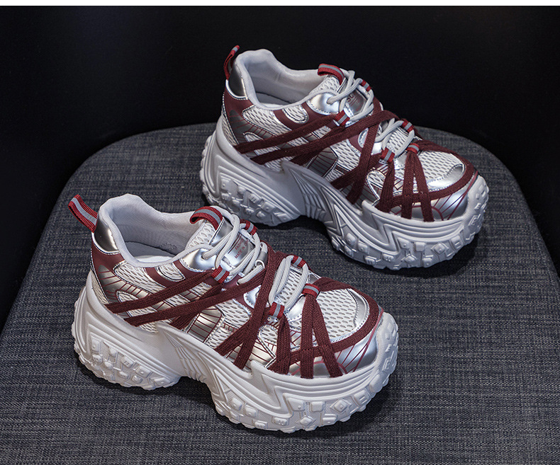 Paris Vintage Dad Sneakers For Women 2026 Spring/Autumn New Thick-Soled Tire-Style Distressed Sports Casual Trendy_vogvips.com
