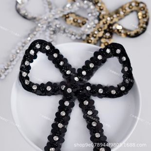 Boya's New Black Gold and Silver Bow Small Fragrance Bead Embroidery Lace Handmade Beaded Ribbon DIY Clothing Han Dynasty Bag