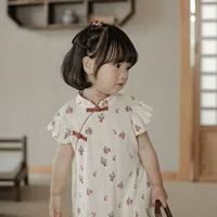 Девушка Ханфу летнее платье cheongsam 2025 новый китайский стиль юбка маленькая девочка летающая рукава платье принцессы