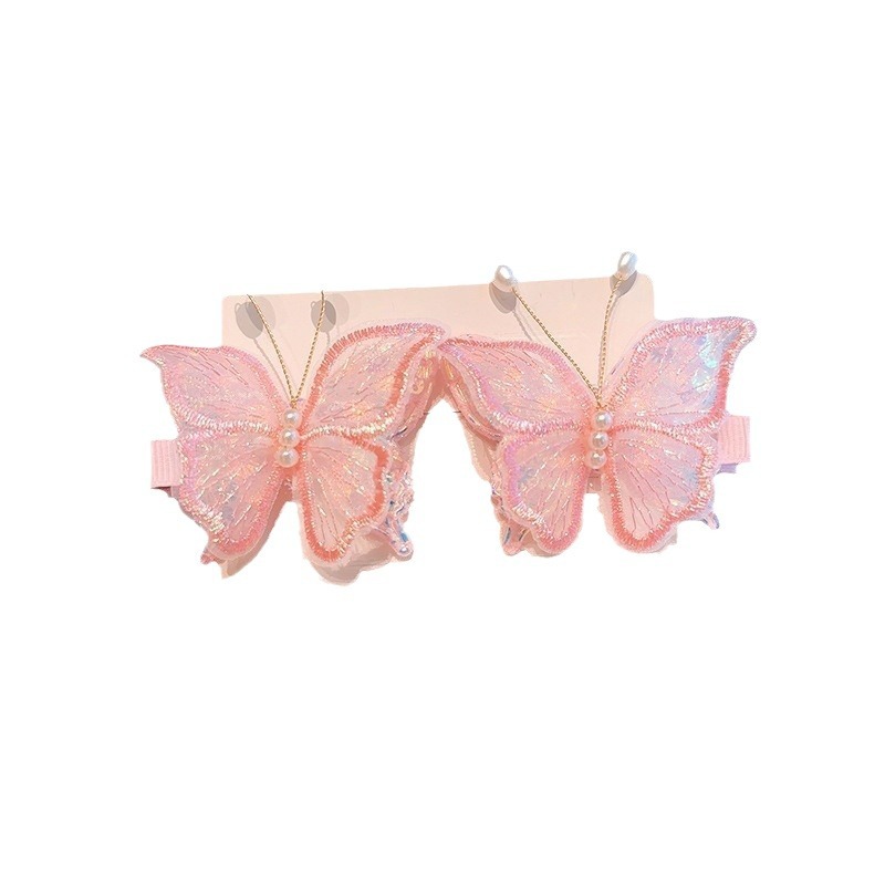Niños nuevos clip de doble malla de mariposa lateral broche clip de cabello para niñas toque de cabello de princesa para mujeres