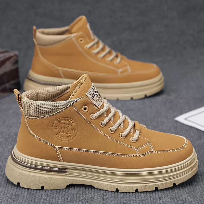 2025秋冬新款系带中帮马丁靴英伦风工装机车鞋百搭休闲鞋潮鞋户外