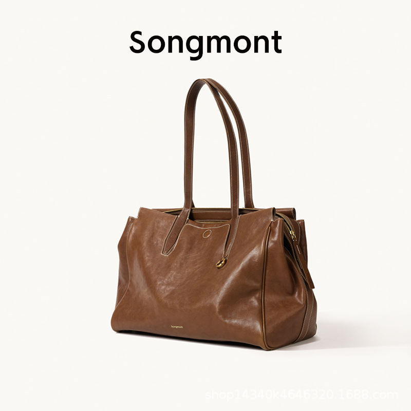 Songmont 山下裕松トレースシリーズ オープントートバッグ レディース 牛革 大容量 通勤 ショルダー ハンドバッグ|undefined