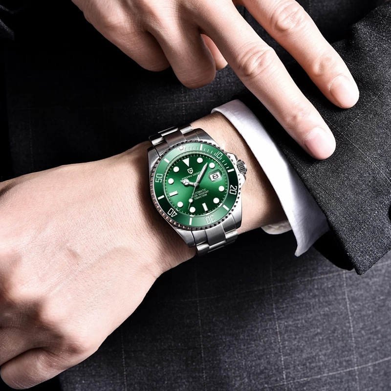 Bergani PAGANI hombres de negocios reloj de moda zafiro mecánico impermeable calendario reloj de acero inoxidable 1639 reloj