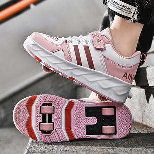 Walking shoes boys' four-wheel skates children's invisible skating shoes genuine goods deformation student retractable wheel shoes