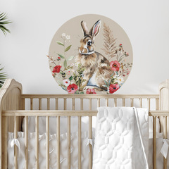 梵汐fun-b36卡通圓形兔子花朵兒童房家居背景裝飾牆貼紙批發自粘