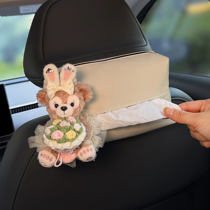 Shirley Duffy Car Trash Can and Tissue Box 2-in-1 Hanging In-Car Storage with a High-End Feel for Women