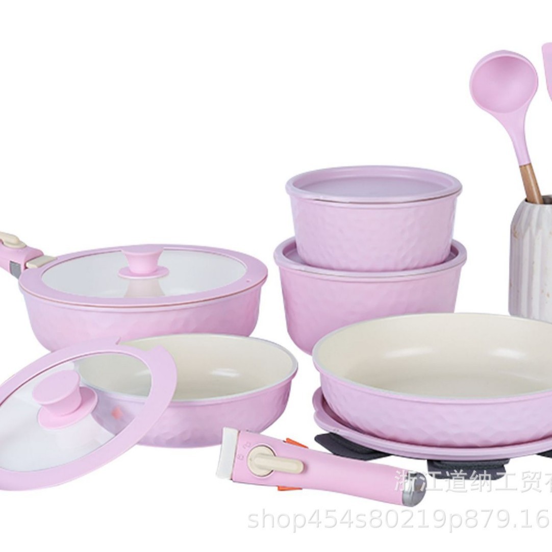 Juego de utensilios de cocina Donnor de estilo lujoso con mango desmontable, superventas para comercio exterior, compatible con cocinas de inducción, olla de fondo multicapa.