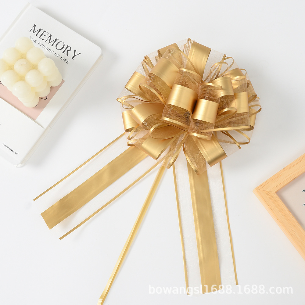 Nuevo 70 nieve mate ajustable bola de flores de Navidad embalaje de regalos de color esférico de color metálico dibujo cinta 7 pulgadas