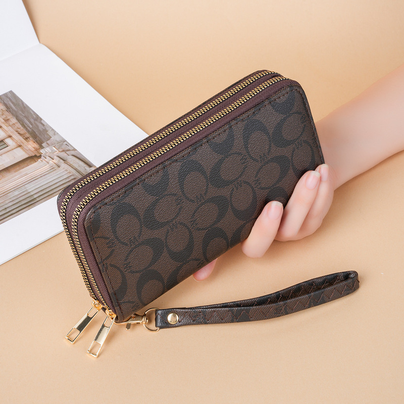 High-End Printed Wallet for Women 2025 New Long Large-Capacity Double Zipper Clutch Bag with Wrist Strap for Mobile Phone High-End Printed Wallet for Women 2025 New Long Large-Capacity Double Zipper Clutch Bag with Wrist Strap for Mobile Phone