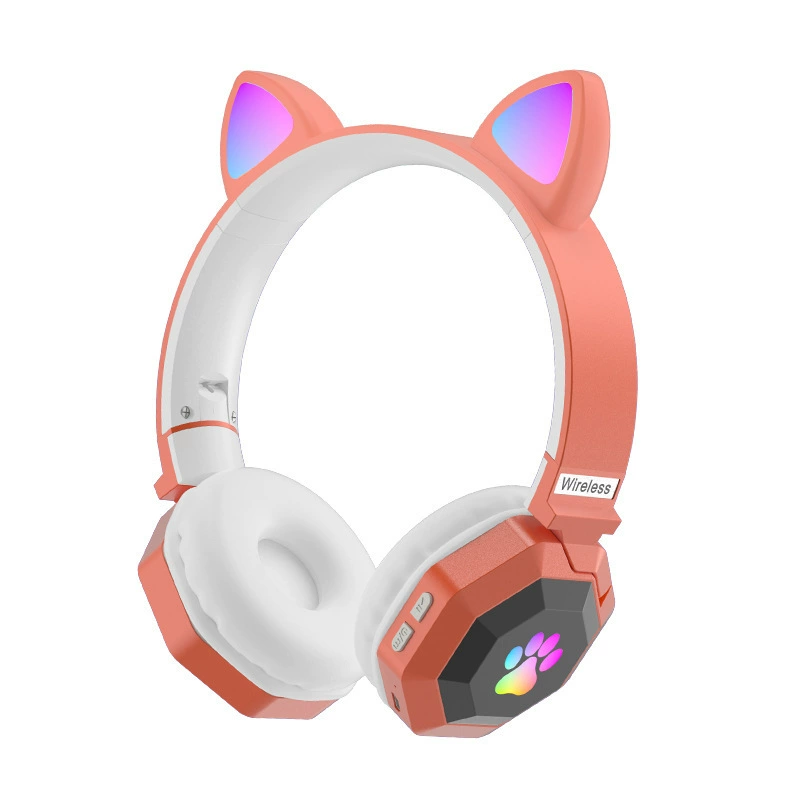 Новая кошачья ушная прическа светлая мультяшная голова в Bluetooth гарнитуре милый складной беспроводной картон plug-in гарнитура для девочек оптом