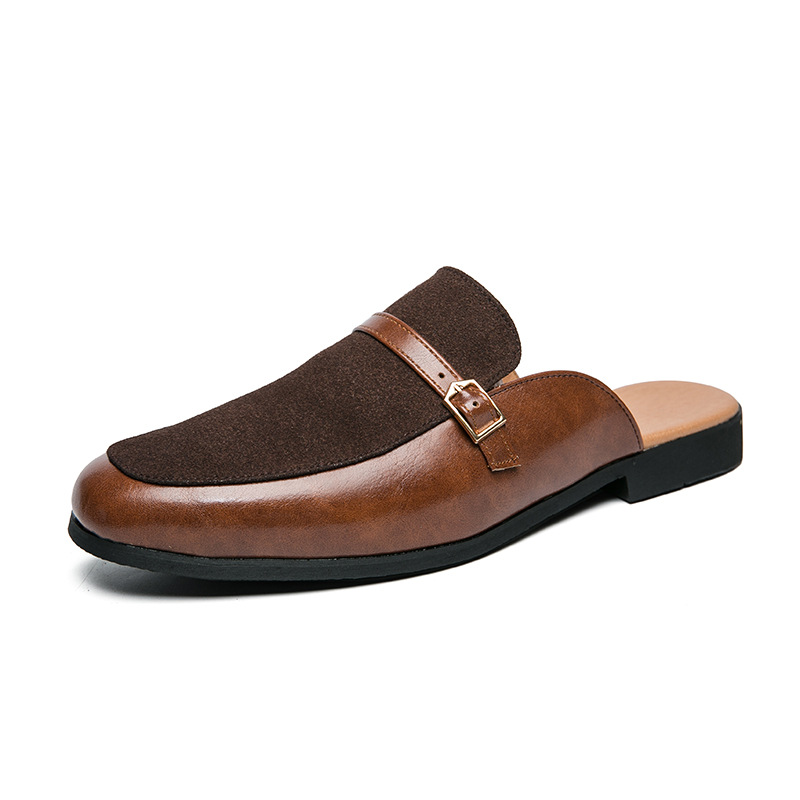 Commerce Extérieur Hommes Style Britannique Affaires Demi Glisser Petites Chaussures En Cuir Transfrontalière Grande Taille Mode Respirant Manches Pieds Embout_voghion.com