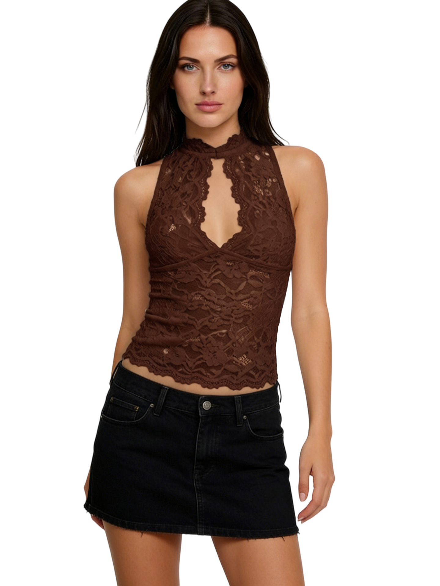Sexy Fashion Lace Hollowed out Vest Slim Fit Pure European And American Style Women's Top 2026 Ins Trend Cross Border Hot Selling_ecoleips.com