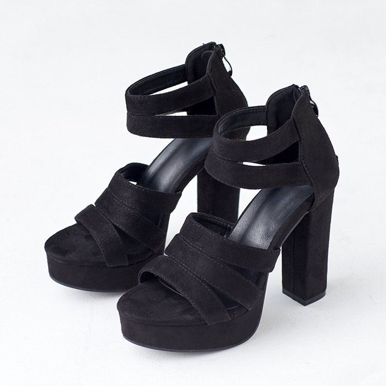 Nouvelles sandales à talons épais de 12 cm, chaussures romaines imperméables à talons super hauts pour femmes_voghion.com