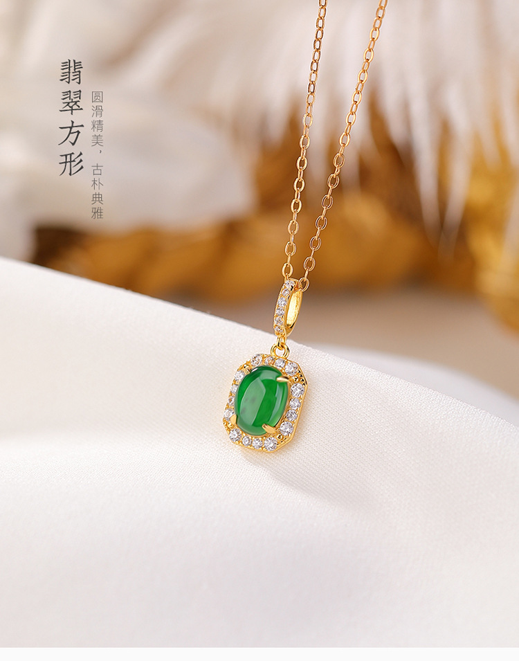 Mặt dây chuyền bạc S925 mạ vàng hình nai ngọc bích phong cách retro — Mặt dây chuyền đơn (không có dây chuyền) chi tiết 1