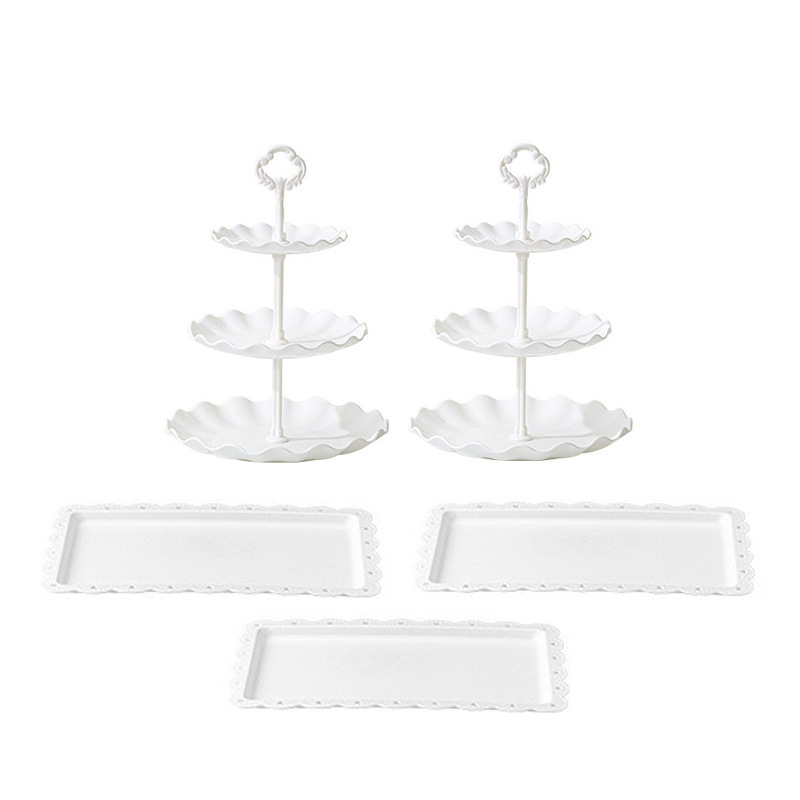 Bandeja de frutas de tres capas Bandeja de dulces de plástico de estilo europeo Sala de estar Mesa de centro para el hogar Bandeja de almacenamiento de bocadillos Marco de encendedor multicapa