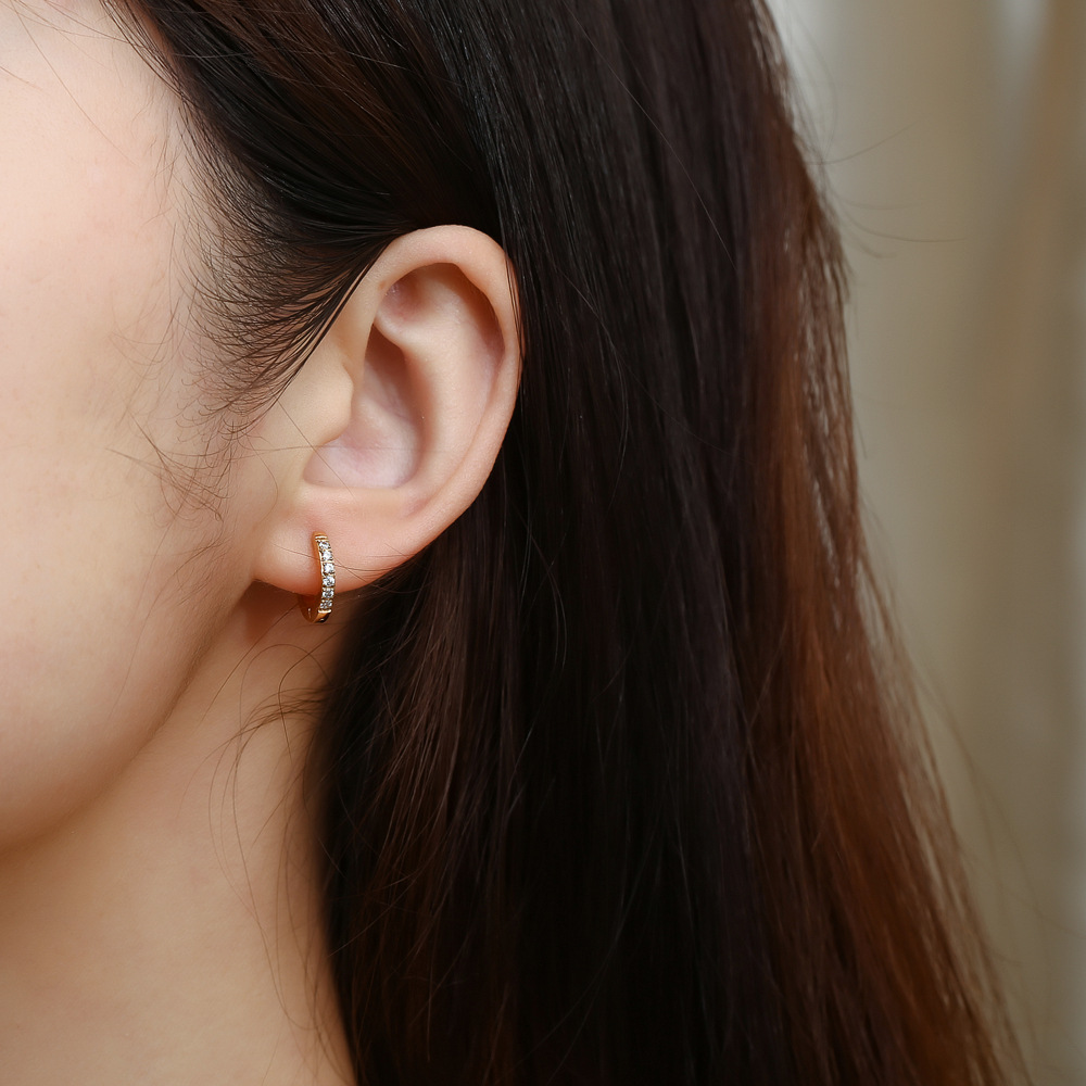 Daily Occasion 304 Stainless Steel Material Fashion Geometric Gold Plated 304 Stainless Steel Rhinestones 18K Gold Plated Stainless Steel Earrings