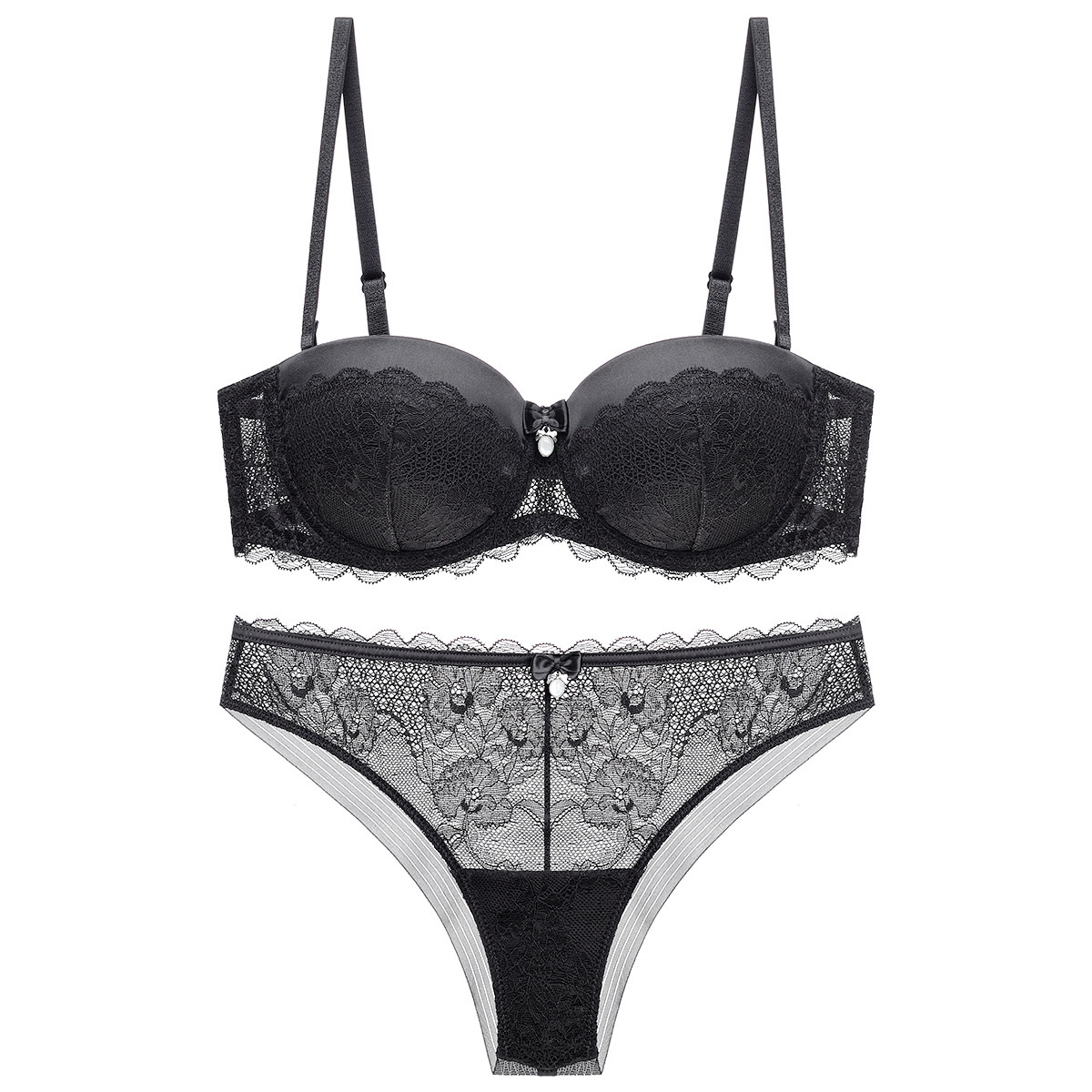 Damen Spitzen-bh Und Slip Set - Komfortable Push-up Wäsche_voghion.com