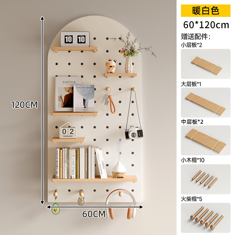 Tablero de agujero de madera maciza, estante de pared, entrada, forma de nogal, decoración de pared, pantalla de almacenamiento