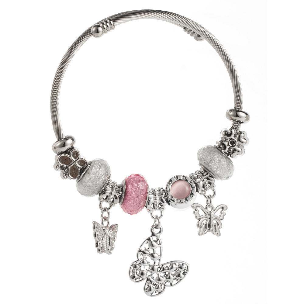 Panjia dora armbånd i rustfrit stål med hjerte og bjørn_voghion.com