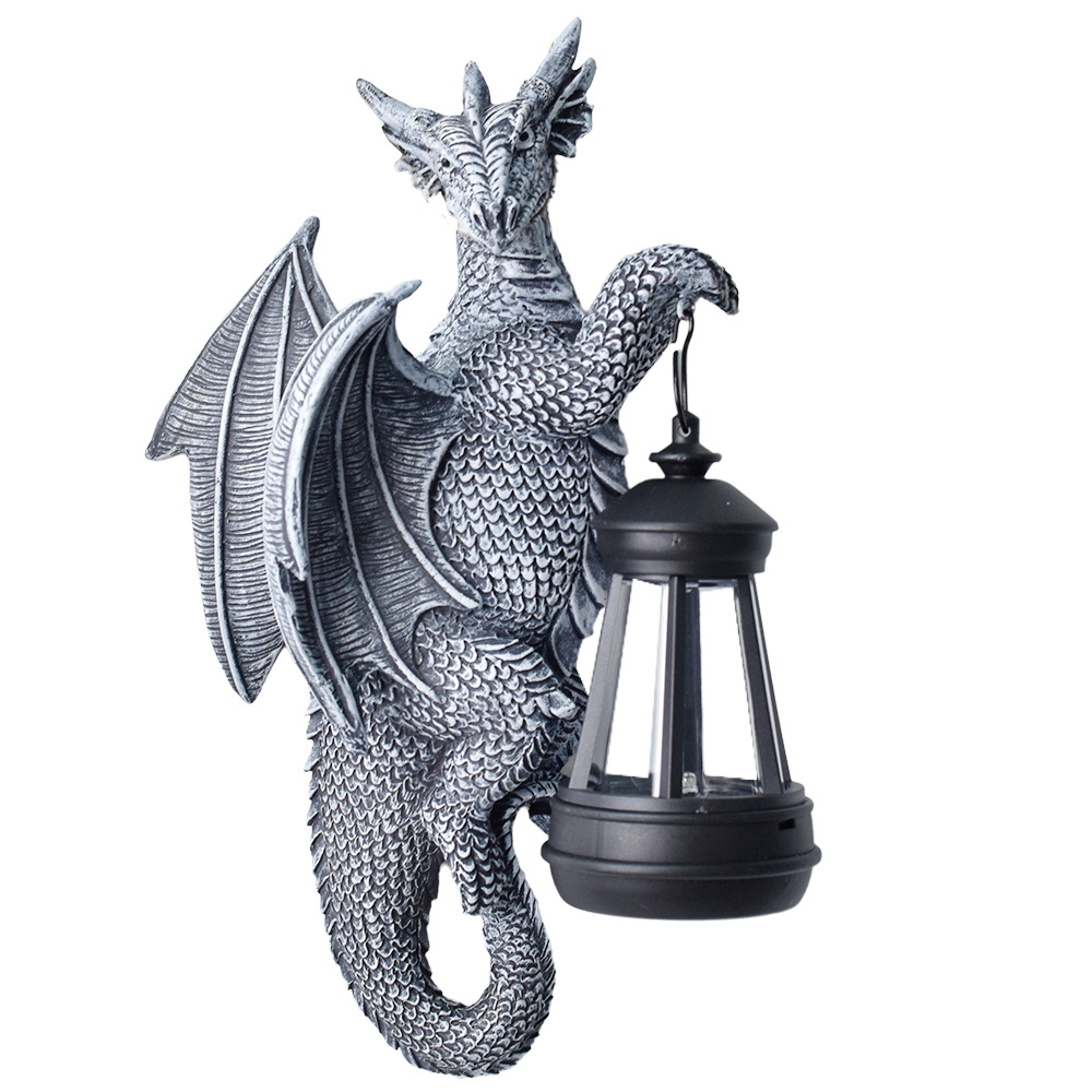 Solar-Powered Wall-Mounted Dinosaur Outdoor Light, Courtyard Decorative Ornaments, Animal Statue, Illuminated Wall Art, Small Night Light_voghion.com