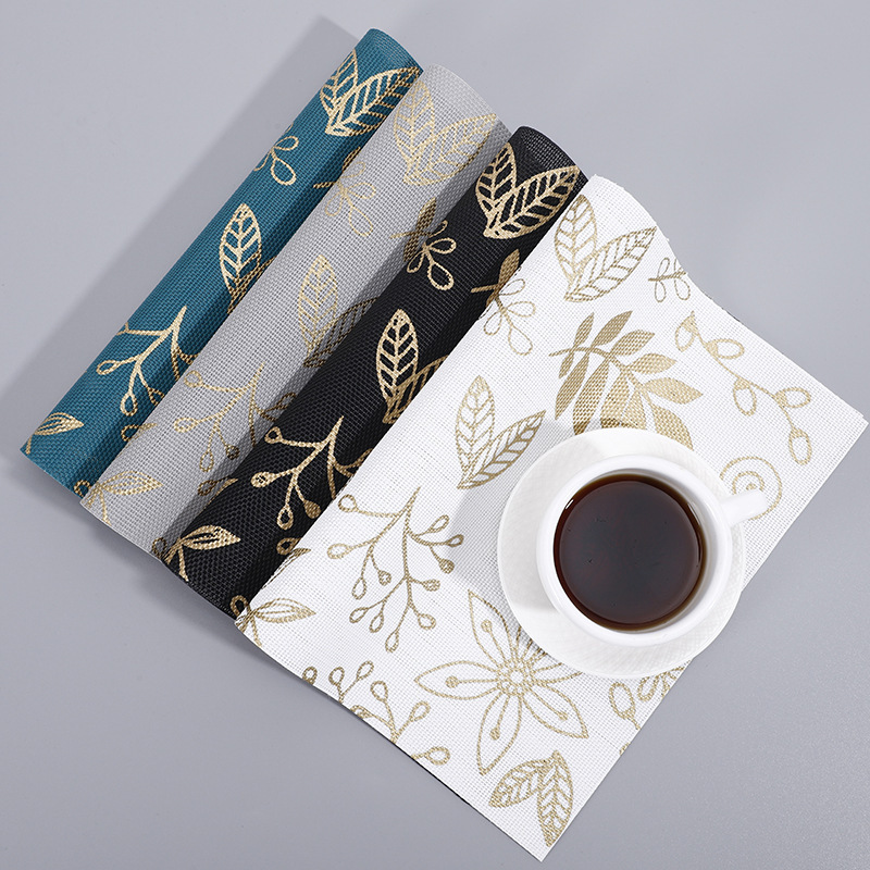 Piña mantel espesado PVC mantel hojas gilding aislamiento Hotel cafetería creativa estera taza de té se puede fijar