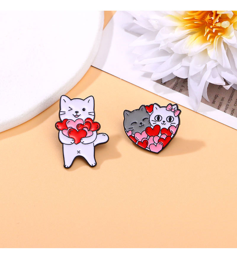 Cute Heart Shape Cat Alloy Enamel Unisex Brooches display picture 5