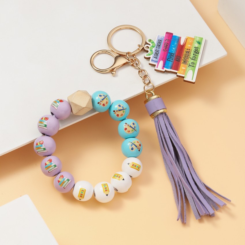 35g Weight Keychain Classification 1 Piece Quantity School, Graduation Occasion Acrylic, Wood Material Teachers' Day Festival Book, Letter, Tassel Pattern Unisex Gender Beaded Design Modern Style Style Modern Style Book Letter Tassel Arylic Wood Beaded Teachers' Day Unisex Keychain 7
