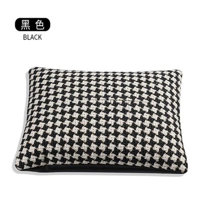 Houndstooth pattern car tissue box, car sun visor tissue box, creative seat back multifunctional in-car hanging tissue holder (Car tissue box/set) - black-houndstooth-pattern-high-end-tissue-box