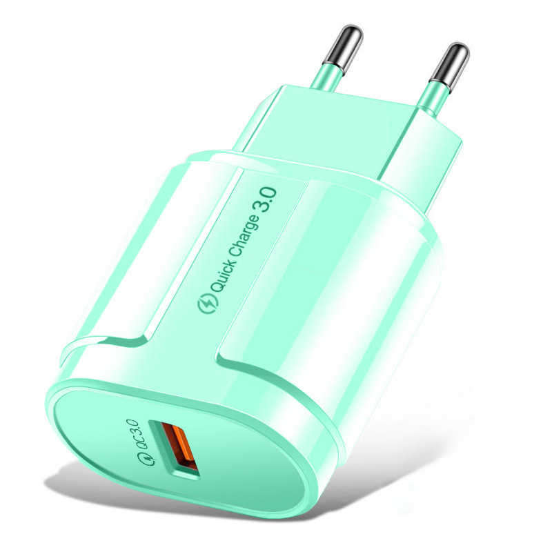 Estuche europeo y americano de carga rápida QC3.0 puerto único 5V/3A cabezal de carga carga rápida carga flash cargador de teléfono inteligente
