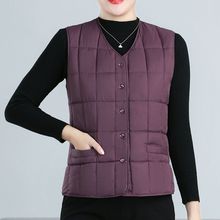 中老年大码羽绒棉马甲女秋冬新款轻便保暖棉背心妈妈装加大码坎肩