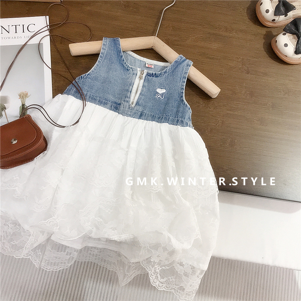 summer children's denim dress for early age