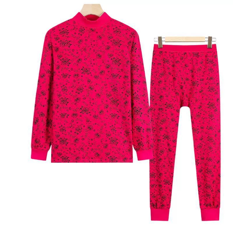 Комплект термобелья для мамы, осенняя одежда и брюки, женская эластичная осенняя одежда и брюки среднего возраста с полувысоким воротником, комплект оптом