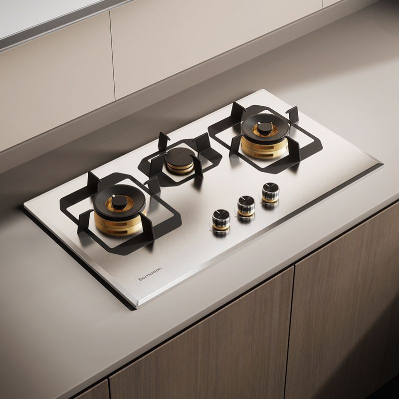 波曼登三眼燃气灶不锈钢三头台嵌入式天然气双灶家用